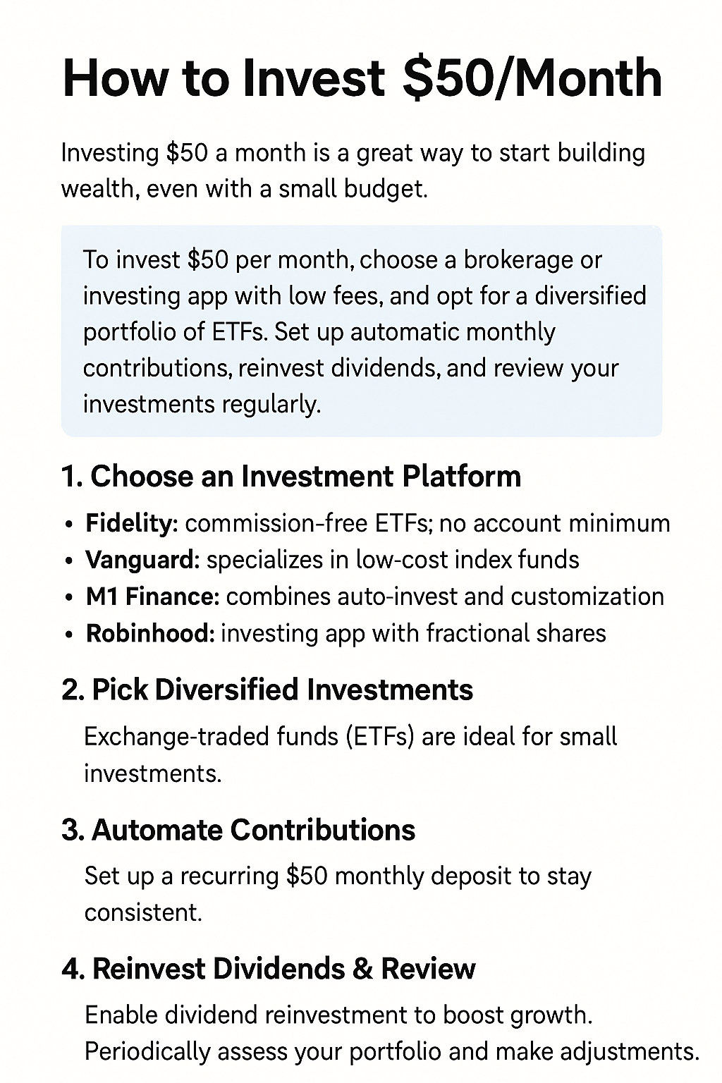how to invest $50 a month