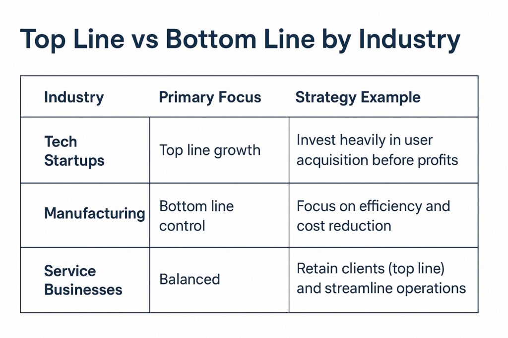 Industry comparison chart showing focus differences.